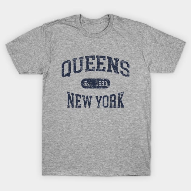 Queens NY Vintage Distressed Retro Print T-Shirt by FireflyCreative